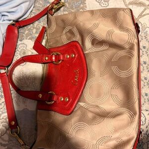 Coach Red and Tan Shoulder Bag